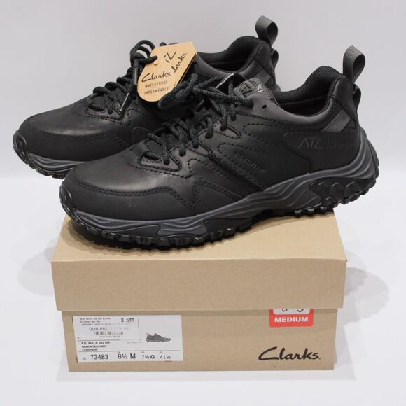 New w/Box Clarks ATL Walk Go Waterproof Black Leather Trail Shoes Men Size 8.5M main image 7